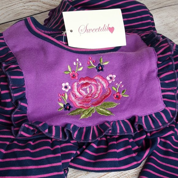 'SWEETDIL' RUFFLE TRIM EMBROIDERED STITCHING LONG SLEEVE COZY TODDLER DRESS/TOP - Picture 7 of 15